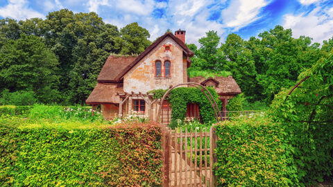 Ein älters Haus, dass in einem etwas verwilderten Garten steht
