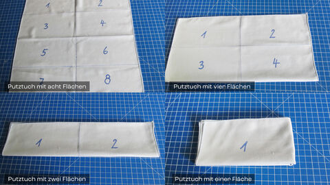 Reinigungstuch mit acht Putzflächen
