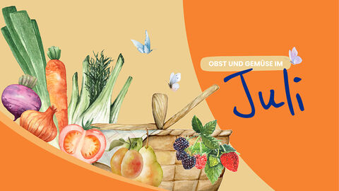 Obst und Gemüse der Saison Schmuck-Titelbild für Saisonkalender Juni